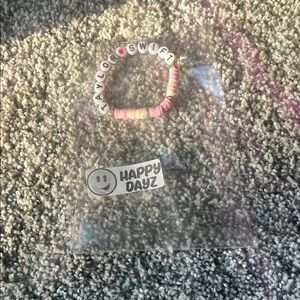 Pink and White Beaded Jewelry Bracelet